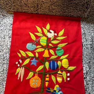 Vintage Hand stitched tapestry Christmas 20x24”
